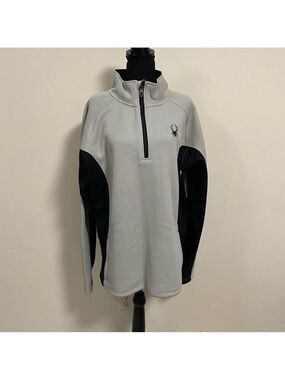 Spyder Sweater Men’s Size XL Gray Black Quarter Zip Pullover Sweater